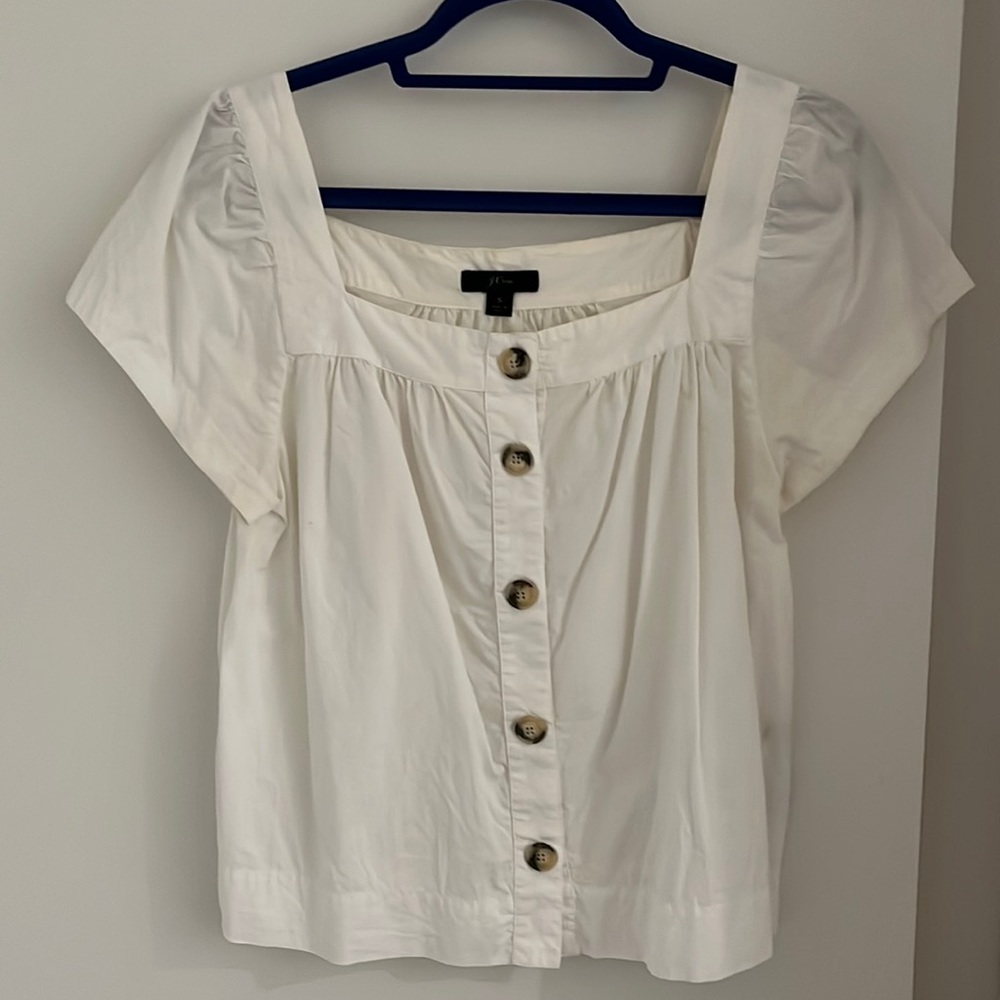 J crew square neck poplin top